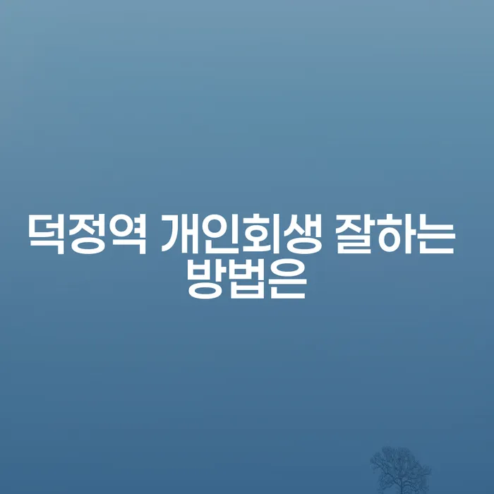 덕정역 개인회생 잘하는 방법은