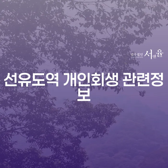 선유도역 개인회생 관련정보
