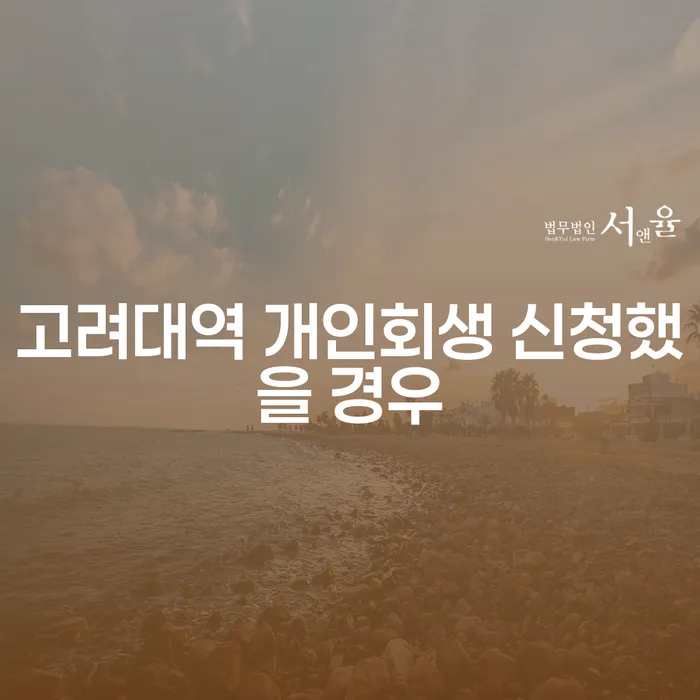 고려대역 개인회생 신청했을 경우
