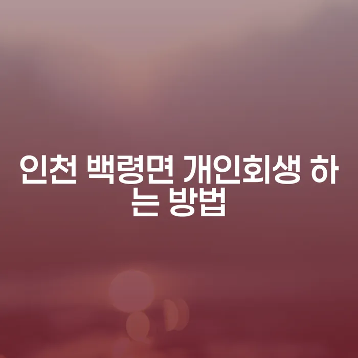 인천 백령면에서 개인회생 하는 방법 알아보기